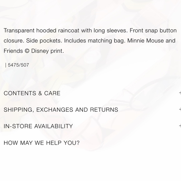 NWT Zara Kids Minnie Mouse / Mickey Mouse Transparent hooded pink raincoat - Picture 5 of 5